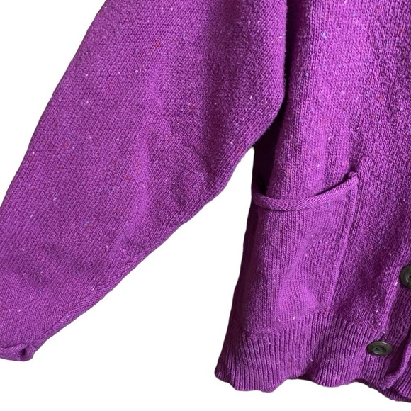 Universal Thread Pink Purple Flecked VNeck Raw Edge Button Front Cardigan Sz M - Picture 2 of 5